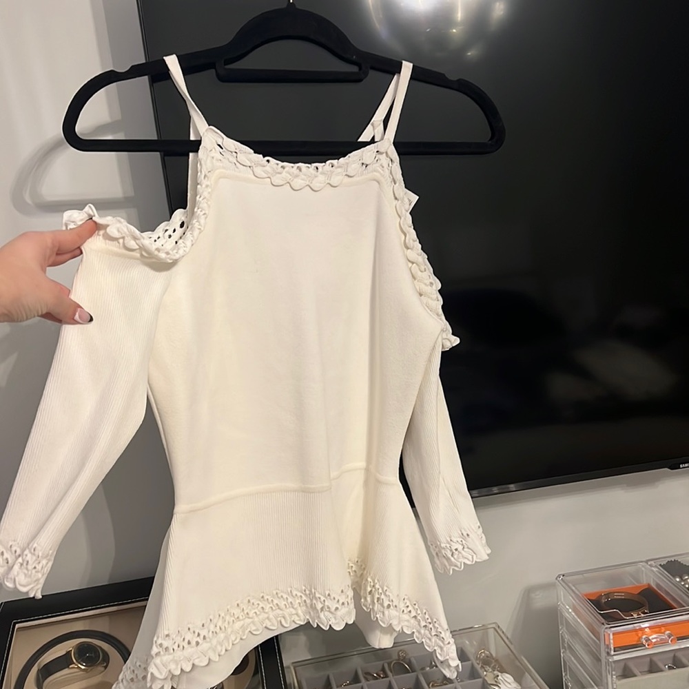 White off the shoulder sweater